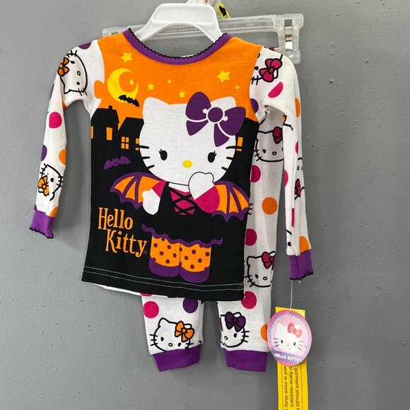 Hello Kitty Halloween Pajama Set 12 Months 2 Pc Pants Shirt Orange Purple NWT - Picture 1 of 6